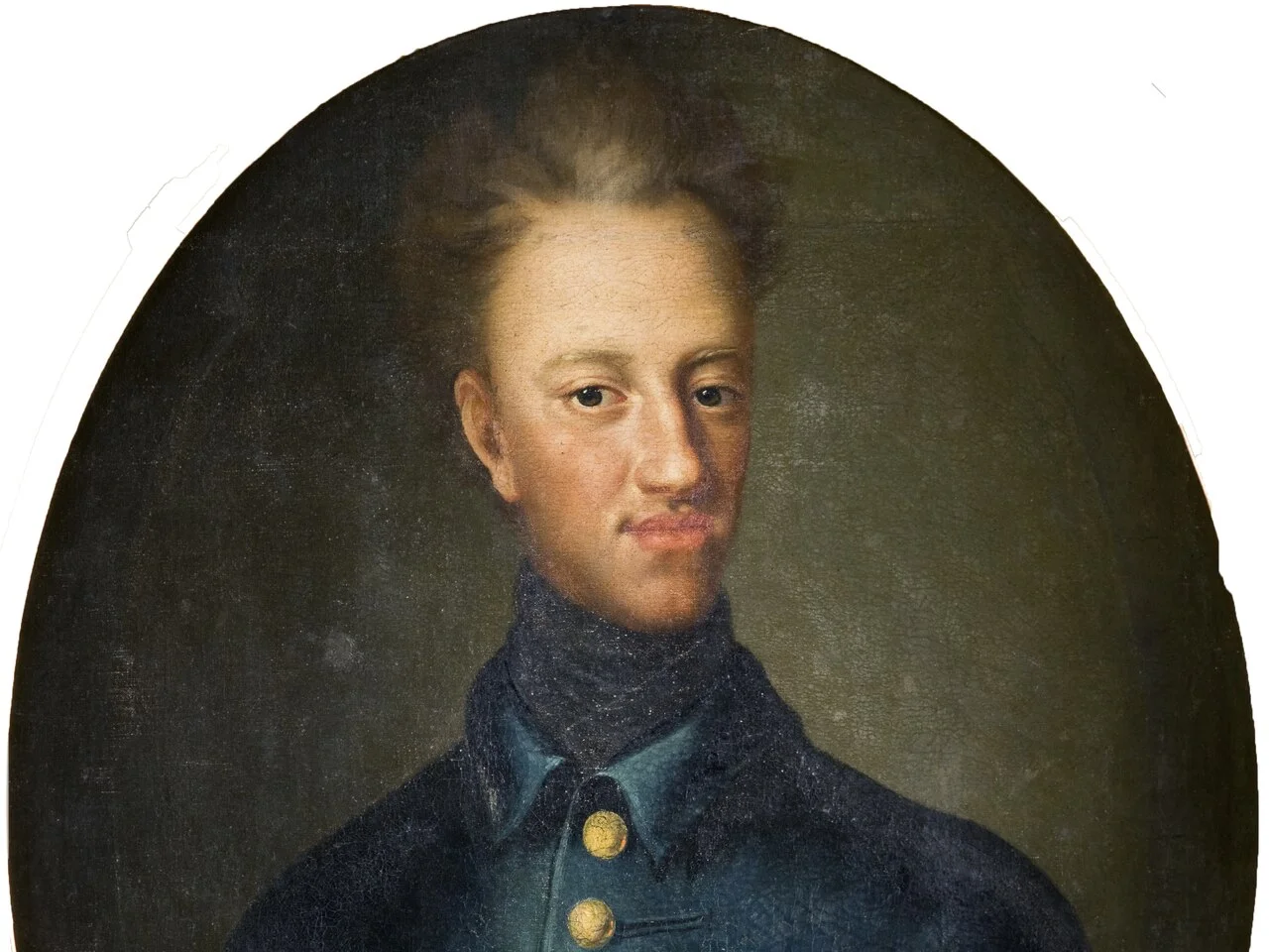 Porträtt av Karl XII i rustning, oljemålning från 1700-talet