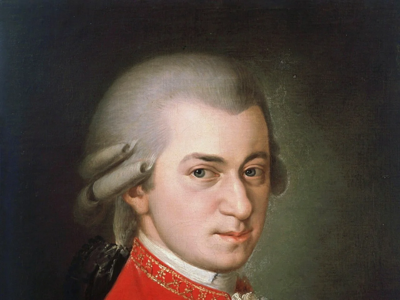 Porträtt av Wolfgang Amadeus Mozart, målning av Barbara Krafft från 1819